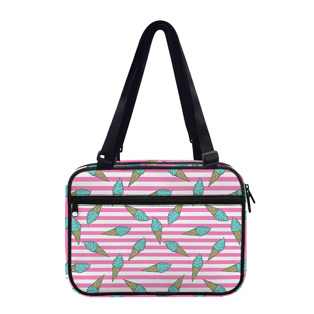 Pink Striped Ice Cream Pattern Print Double Strap Bible Bag