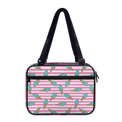 Pink Striped Ice Cream Pattern Print Double Strap Bible Bag