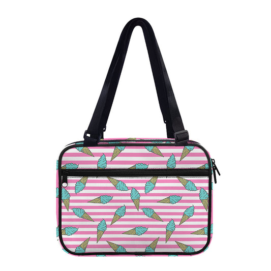 Pink Striped Ice Cream Pattern Print Double Strap Bible Bag