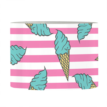 Pink Striped Ice Cream Pattern Print Drum Lamp Shade