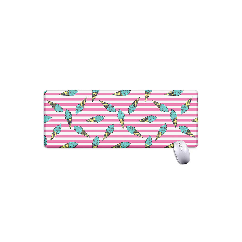 Pink Striped Ice Cream Pattern Print Extended Mouse Pad