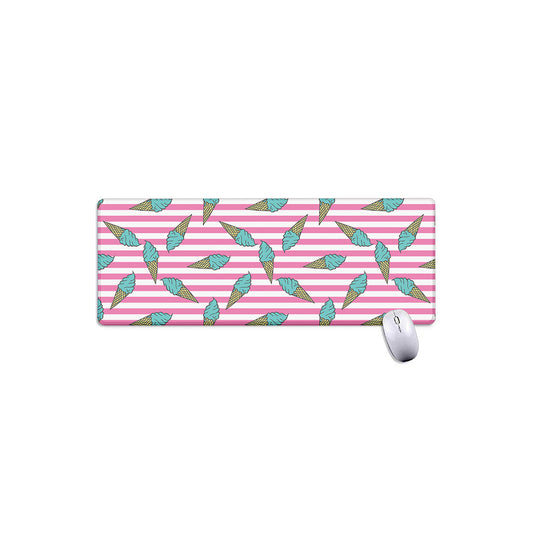 Pink Striped Ice Cream Pattern Print Extended Mouse Pad
