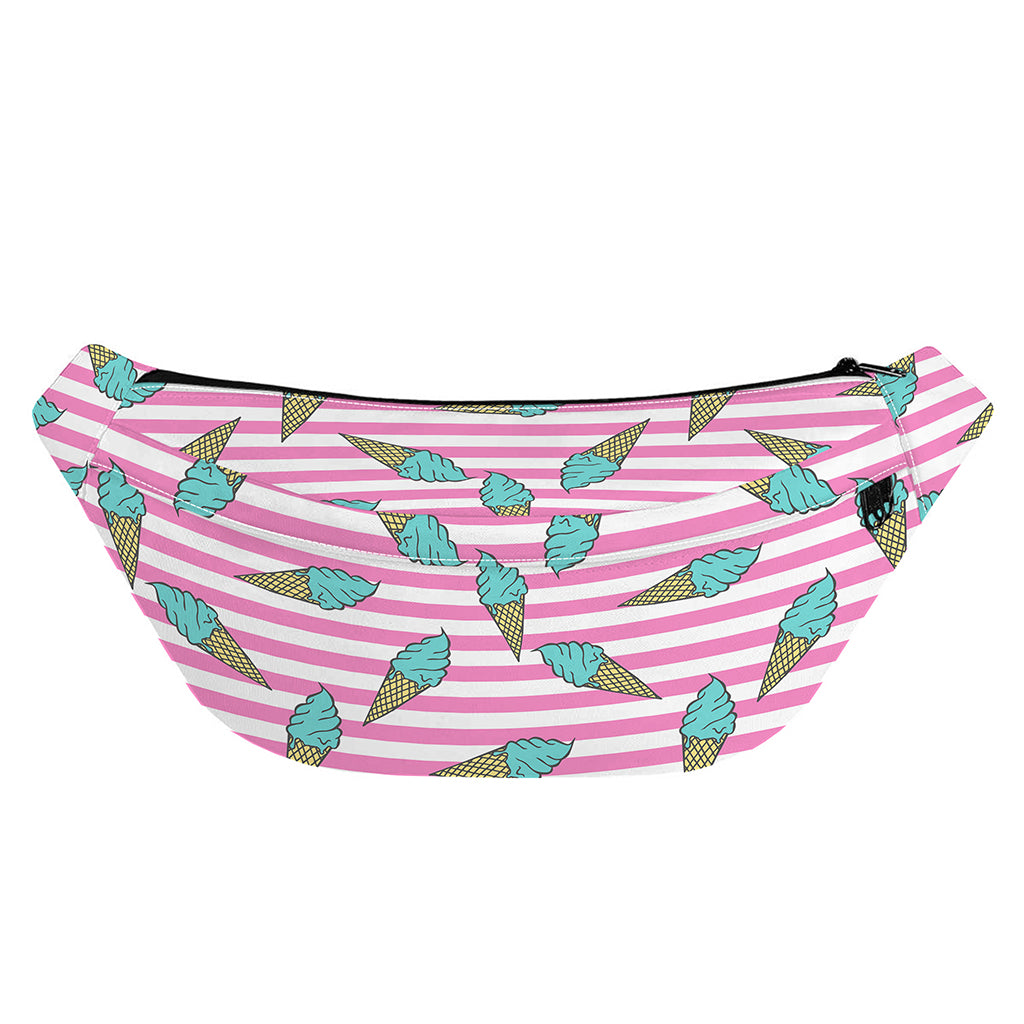 Pink Striped Ice Cream Pattern Print Fanny Pack