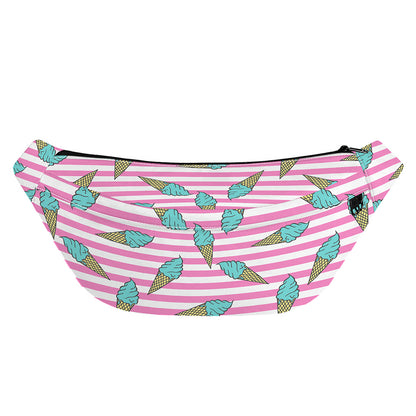 Pink Striped Ice Cream Pattern Print Fanny Pack