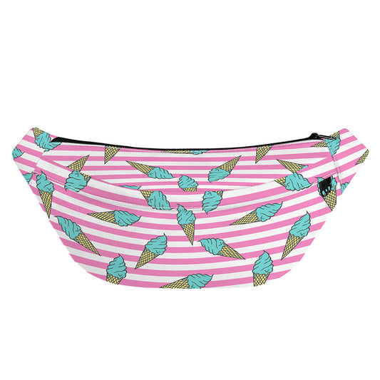 Pink Striped Ice Cream Pattern Print Fanny Pack
