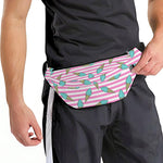 Pink Striped Ice Cream Pattern Print Fanny Pack