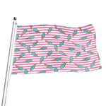 Pink Striped Ice Cream Pattern Print Flag