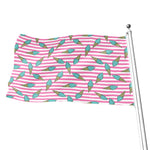 Pink Striped Ice Cream Pattern Print Flag
