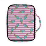 Pink Striped Ice Cream Pattern Print Front Pocket Bible Bag