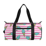 Pink Striped Ice Cream Pattern Print Gym Bag