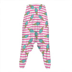 Pink Striped Ice Cream Pattern Print Hammer Pants