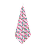 Pink Striped Ice Cream Pattern Print Hand Towel