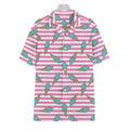 Pink Striped Ice Cream Pattern Print Hawaiian Shirt