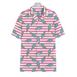 Pink Striped Ice Cream Pattern Print Hawaiian Shirt