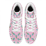 Pink Striped Ice Cream Pattern Print High Top Leather Sneakers