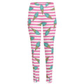 Pink Striped Ice Cream Pattern Print High-Waisted Pocket Leggings