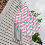 Pink Striped Ice Cream Pattern Print House Flag