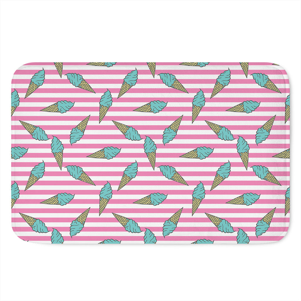Pink Striped Ice Cream Pattern Print Indoor Door Mat