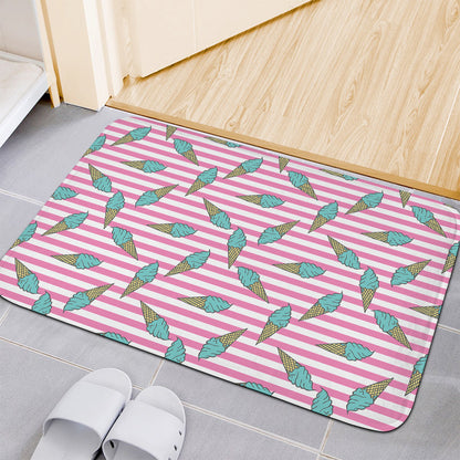 Pink Striped Ice Cream Pattern Print Indoor Door Mat