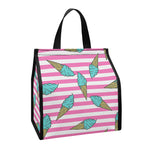 Pink Striped Ice Cream Pattern Print Insulated Lunch Tote