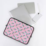 Pink Striped Ice Cream Pattern Print Laptop Sleeve