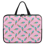 Pink Striped Ice Cream Pattern Print Laptop Sleeve With Handle