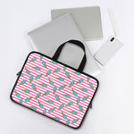 Pink Striped Ice Cream Pattern Print Laptop Sleeve With Handle