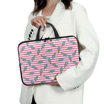 Pink Striped Ice Cream Pattern Print Laptop Sleeve With Handle