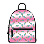 Pink Striped Ice Cream Pattern Print Leather Backpack