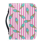 Pink Striped Ice Cream Pattern Print Leather Bible Cover