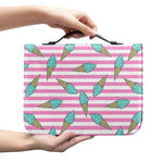 Pink Striped Ice Cream Pattern Print Leather Bible Cover