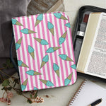 Pink Striped Ice Cream Pattern Print Leather Bible Cover