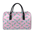 Pink Striped Ice Cream Pattern Print Leather Duffel Bag