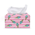 Pink Striped Ice Cream Pattern Print Leather Tissue Box Cover