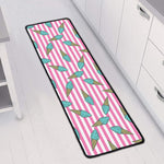 Pink Striped Ice Cream Pattern Print Long Kitchen Mat