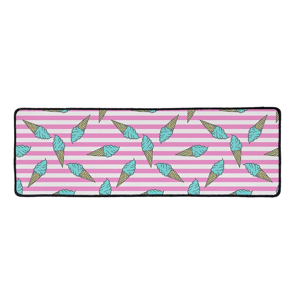 Pink Striped Ice Cream Pattern Print Long Kitchen Mat