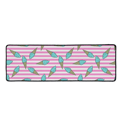 Pink Striped Ice Cream Pattern Print Long Kitchen Mat