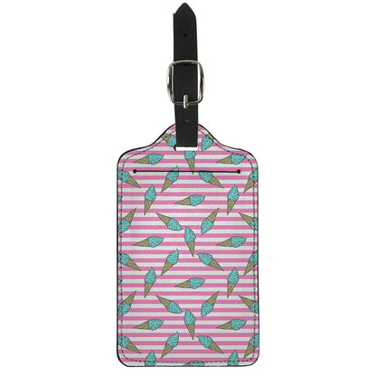 Pink Striped Ice Cream Pattern Print Luggage Tag