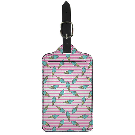 Pink Striped Ice Cream Pattern Print Luggage Tag