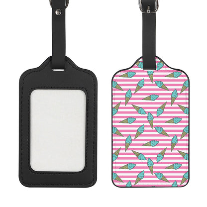 Pink Striped Ice Cream Pattern Print Luggage Tag