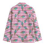 Pink Striped Ice Cream Pattern Print Men's Blazer