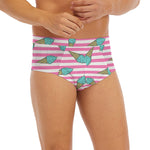 Pink Striped Ice Cream Pattern Print Men's Briefs