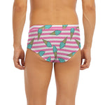 Pink Striped Ice Cream Pattern Print Men's Briefs