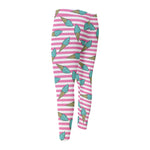 Pink Striped Ice Cream Pattern Print Men's Compression Pants
