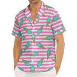Pink Striped Ice Cream Pattern Print Men's Deep V-Neck Shirt