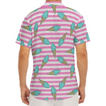 Pink Striped Ice Cream Pattern Print Men's Deep V-Neck Shirt