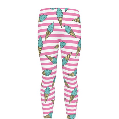 Pink Striped Ice Cream Pattern Print Men's leggings