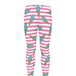 Pink Striped Ice Cream Pattern Print Men's leggings