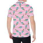 Pink Striped Ice Cream Pattern Print Men's Shirt