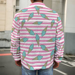 Pink Striped Ice Cream Pattern Print Men's Shirt Jacket